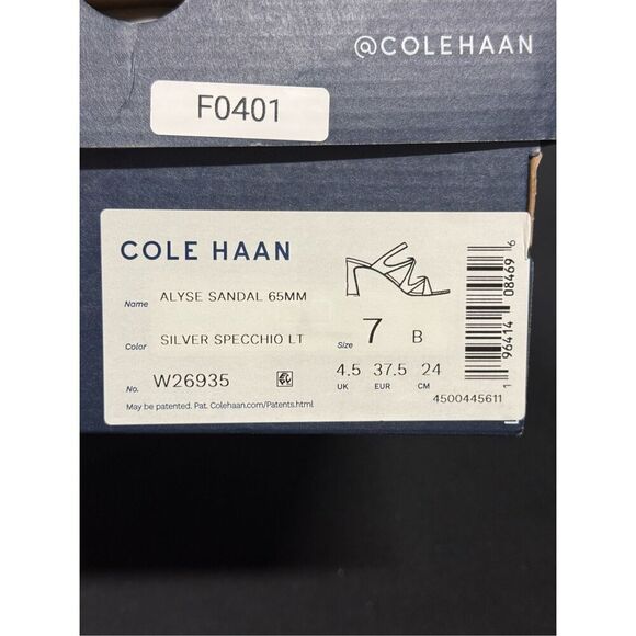 Cole Haan Hann Alyse Sandal 65mm Silver Specchio Leather 7 - Picture 6 of 6